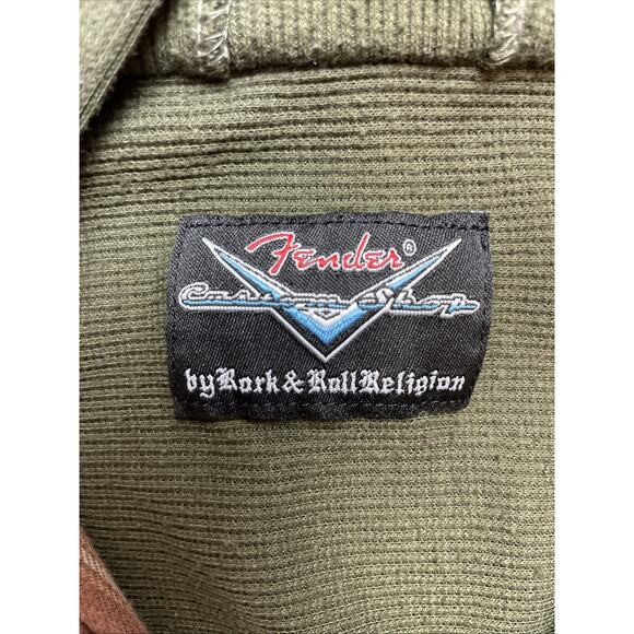 Fender Custom Shop Hoodie Shirt Mens M Rust Plaid Twill Surfer Skater Grunge - Picture 3 of 12